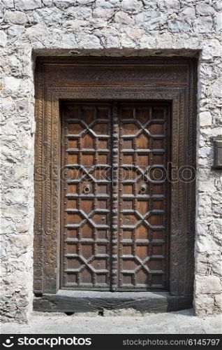 Wooden doorway entrance of a house, Zona Centro, San Miguel de Allende, Guanajuato, Mexico