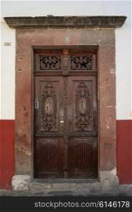 Wooden doorway of a building, San Miguel de Allende, Guanajuato, Mexico