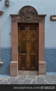 Wooden doorway of a house, Zona Centro, San Miguel de Allende, Guanajuato, Mexico