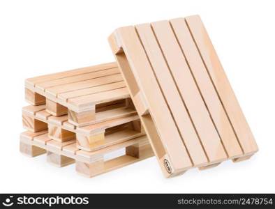 Wooden euro pallet, isolated on white background
