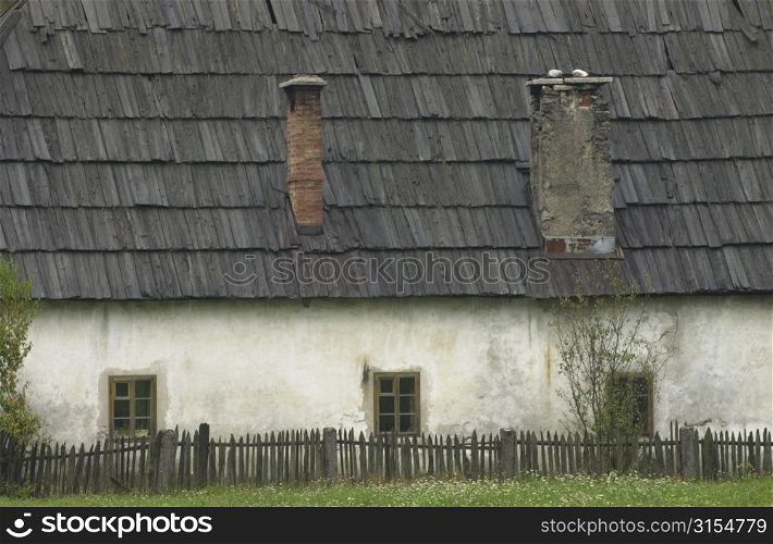 Wooden fence around a country home in Slovenia