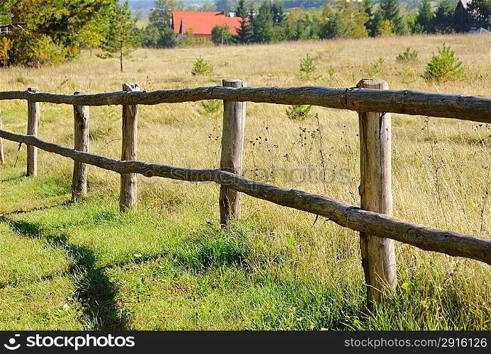 Wooden fence in a village