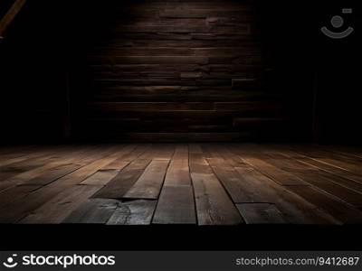 Wooden floor in dark room with light from the window, vintage background