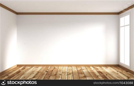wooden floor Japanese style - empty room interior. 3D rendering