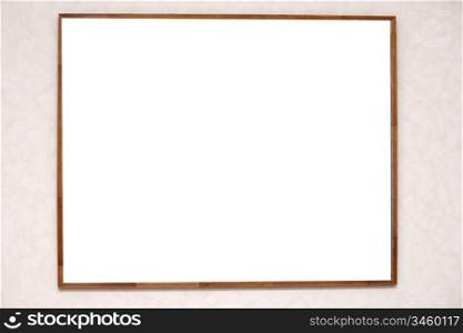 Wooden frame in blank on the pink wall