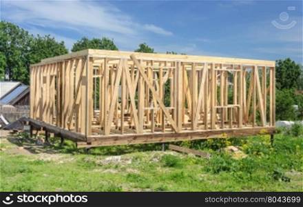 Wooden framing of the new residential house