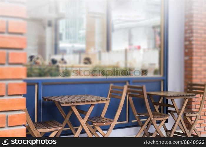 Wooden Furniture Set Of Street Coffee Shop, stock photo