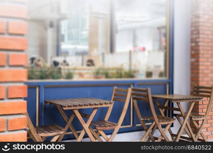 Wooden Furniture Set Of Street Coffee Shop, stock photo