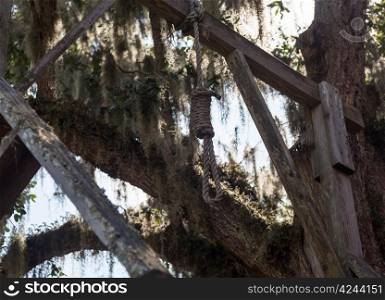 Wooden gallows rope and noose in St Augustine Florida