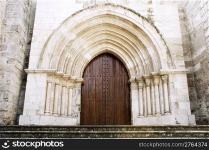 Wooden gate of ancient Cathedral of Valladolid, Castilla y Leon, Spain