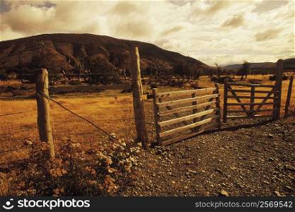 Wooden gate on a landscape