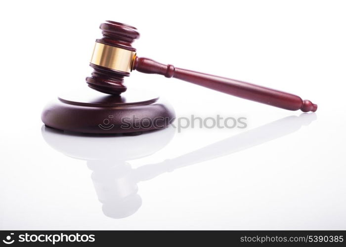 Wooden gavel isolated on white background