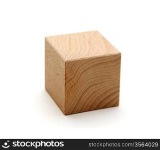 wooden geometric shapes cube isolated on a white background