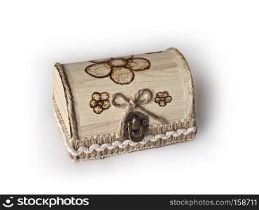 Wooden gift box in shabby chic and pyrography