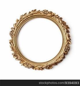 wooden gold frame for painting or picture on white background. for print, website, poster, banner, logo, celebration
