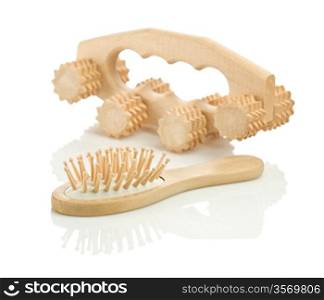 wooden hairbrush and massager