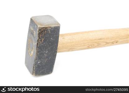 wooden hammer isolated on white background (focus on the head)