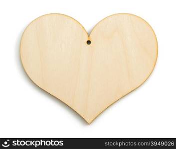 wooden heart form isolated on white background