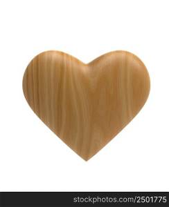 Wooden Heart icon isolated on white background. 3D illustration.