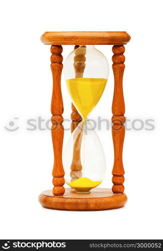 Wooden hourglass isolated on the white background