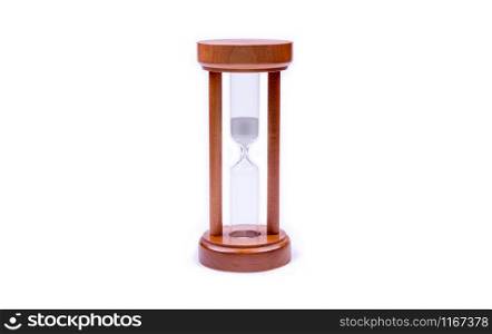 wooden, hourglass, photo on a white background, object isolated. hourglass made of wood