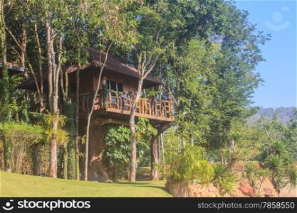 wooden house and garden architecture design, Thailand