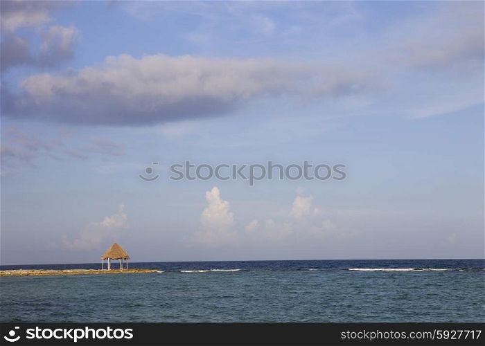 wooden house at the caribbean sea, yucatan, mexico