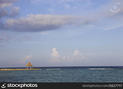 wooden house at the caribbean sea, yucatan, mexico