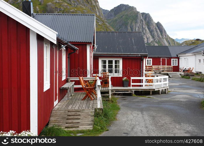 wooden house at the Lofoten archipelago, norway