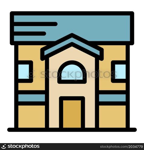 Wooden house icon. Outline wooden house vector icon color flat isolated. Wooden house icon color outline vector