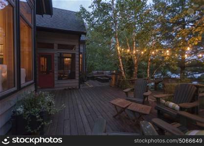 Wooden house in forest, Kenora, Lake of The Woods, Ontario, Canada
