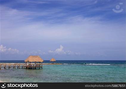 wooden houses at the caribbean sea, yucatan, mexico