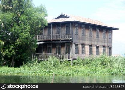 Wooden houset in canal, Inle lake, Myanmar