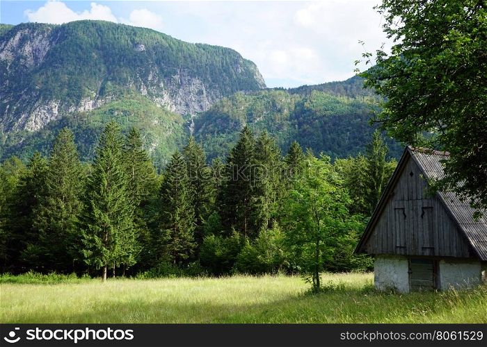 Wooden hut in Triglav nationa park in Slovenia