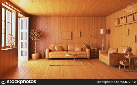 wooden interior. 3d concept