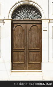 Wooden Italian Door in Historic Center of the City of Ragusa