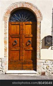Wooden Italian Door with Post Box in Historic Center