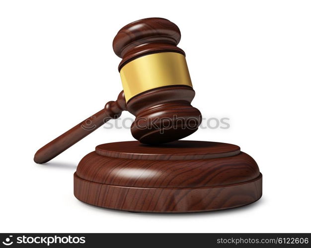 Wooden judge gavel isolated on white background. Wooden judge gavel isolated