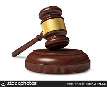 Wooden judge gavel isolated on white background. Wooden judge gavel isolated