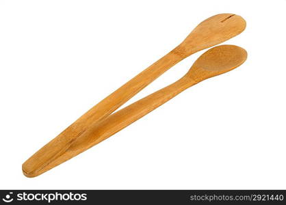 Wooden kitchen utensil for 0 teflon ware on white background