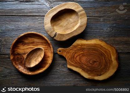 Wooden kitchenware wood board plates and bowl