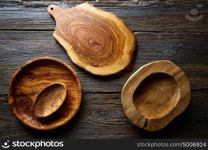 Wooden kitchenware wood board plates and bowl