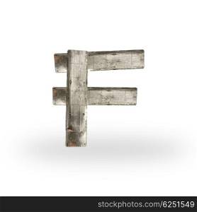 Wooden letter F on white