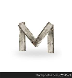 Wooden letter M on white