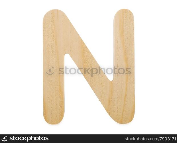 wooden letter n isolated on white, studio shot