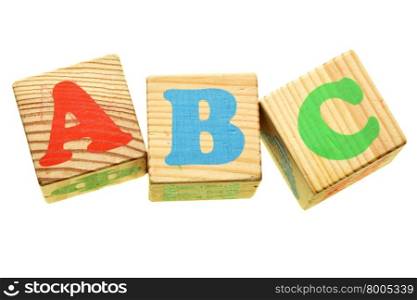 Wooden letters ABC isolated over the white background