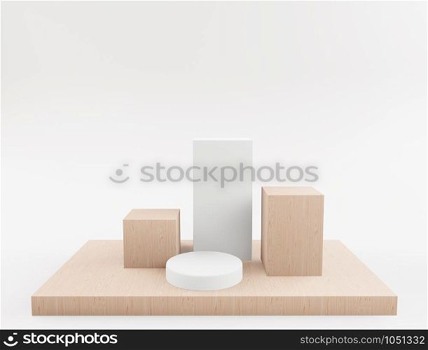 wooden little podiums Cosmetic background for product presentation, for fashion magazine or advertising illustration. 3d render illustration