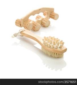 wooden massagers isolated
