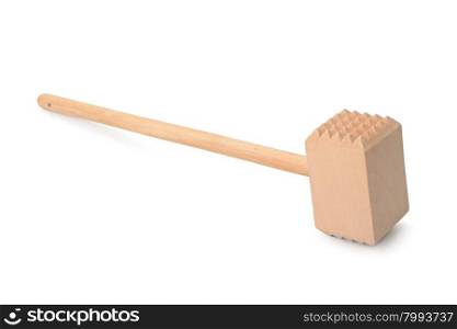 Wooden meat mallet isolated on white background