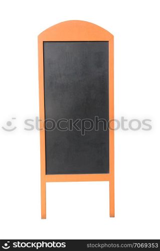 Wooden menu board, isolated on white.